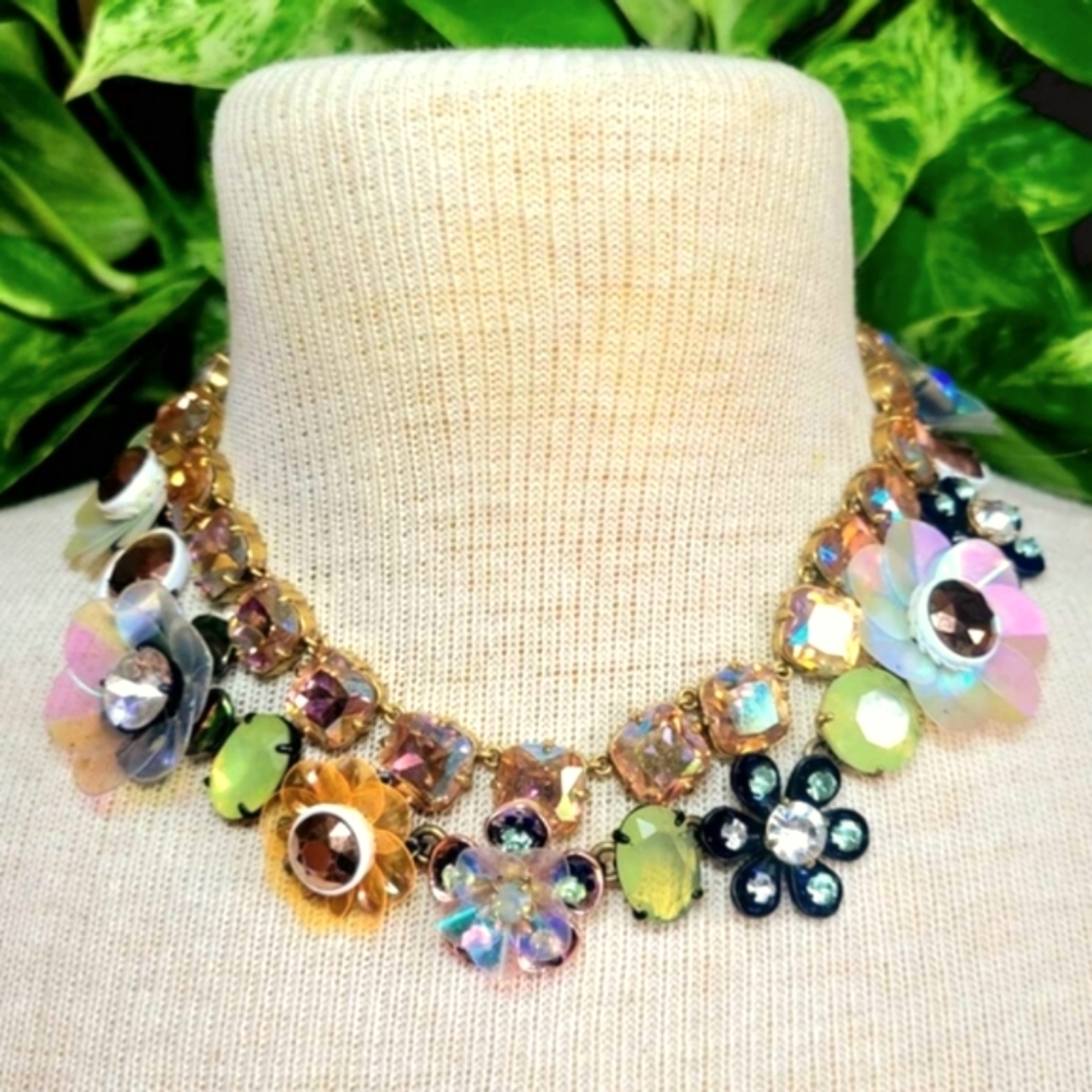 J. Crew Sequin Floral Brulee Statement Necklace